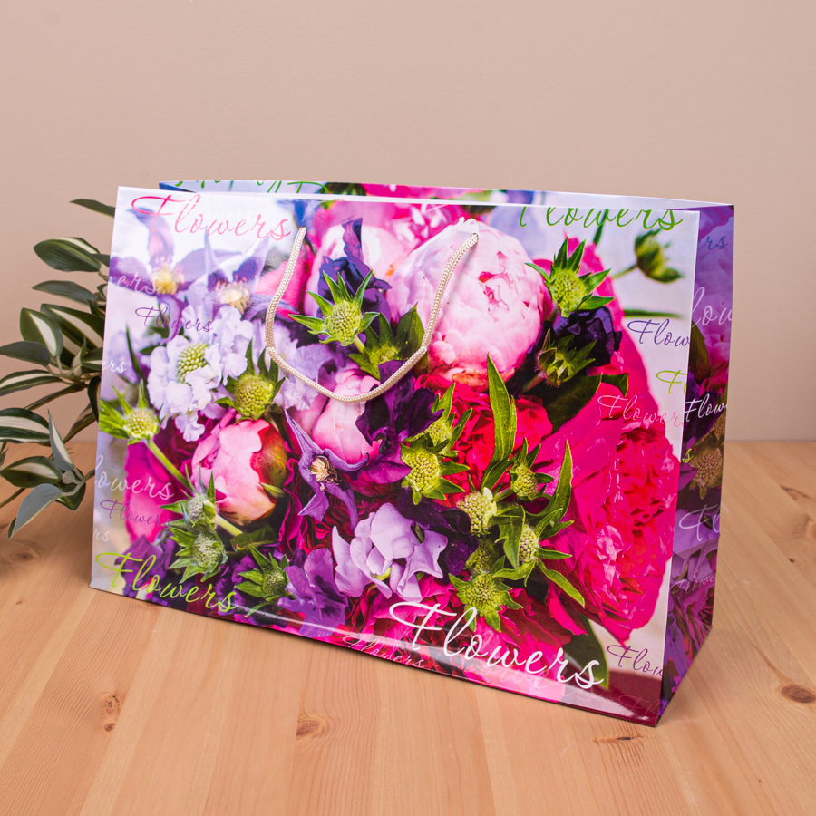 пакет бумажный подарочный 36*24*12 - flowers