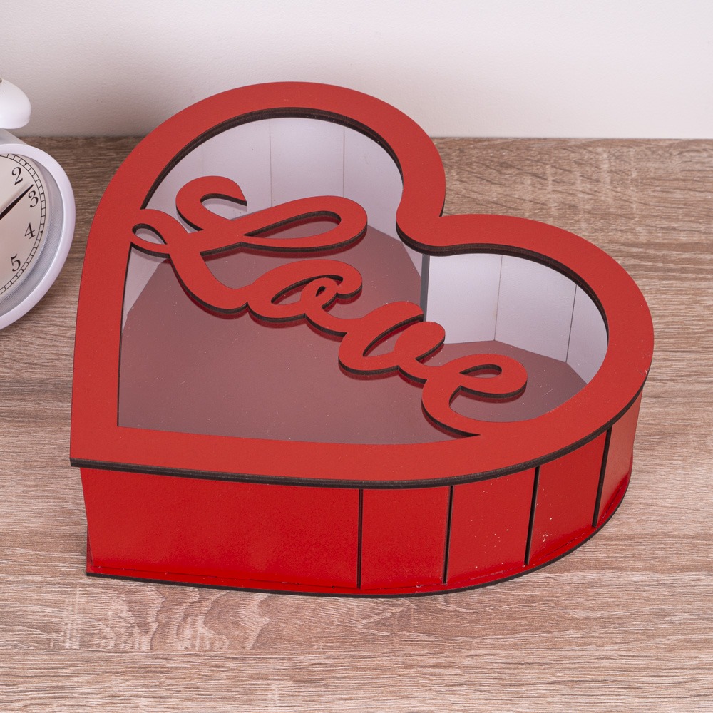 Коробка 27 см сердце красное Love
