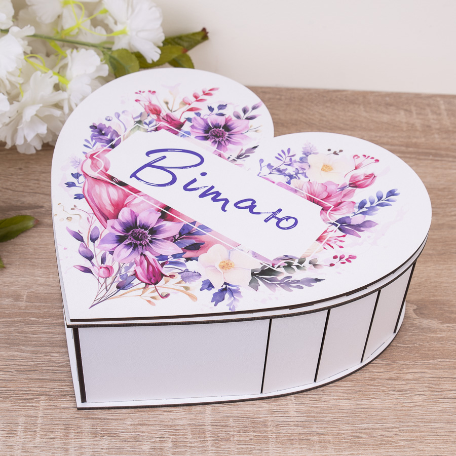 Коробка 27 см сердце "Вітаю" с цветами