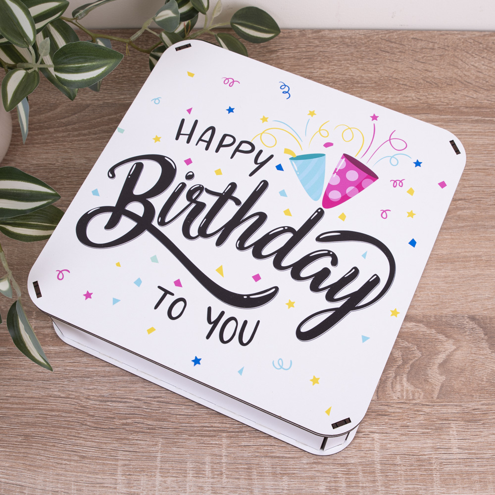 Коробка квадратная 24 см. "Happy birthday to you"