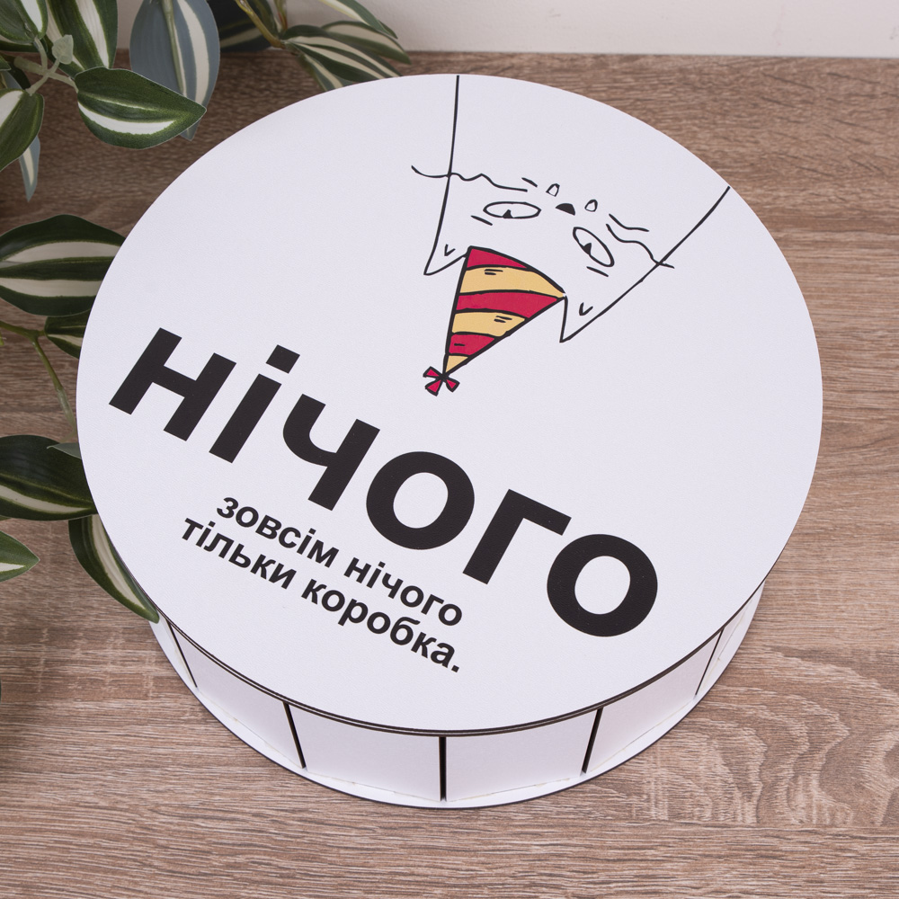 Коробка круглая 24 см "Ничего" с котом