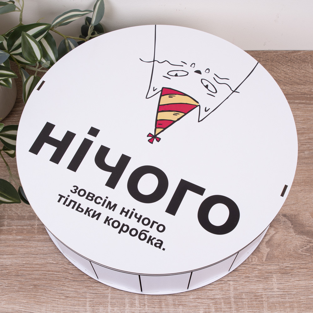 Коробка круглая 33 см "Ничего" с котом
