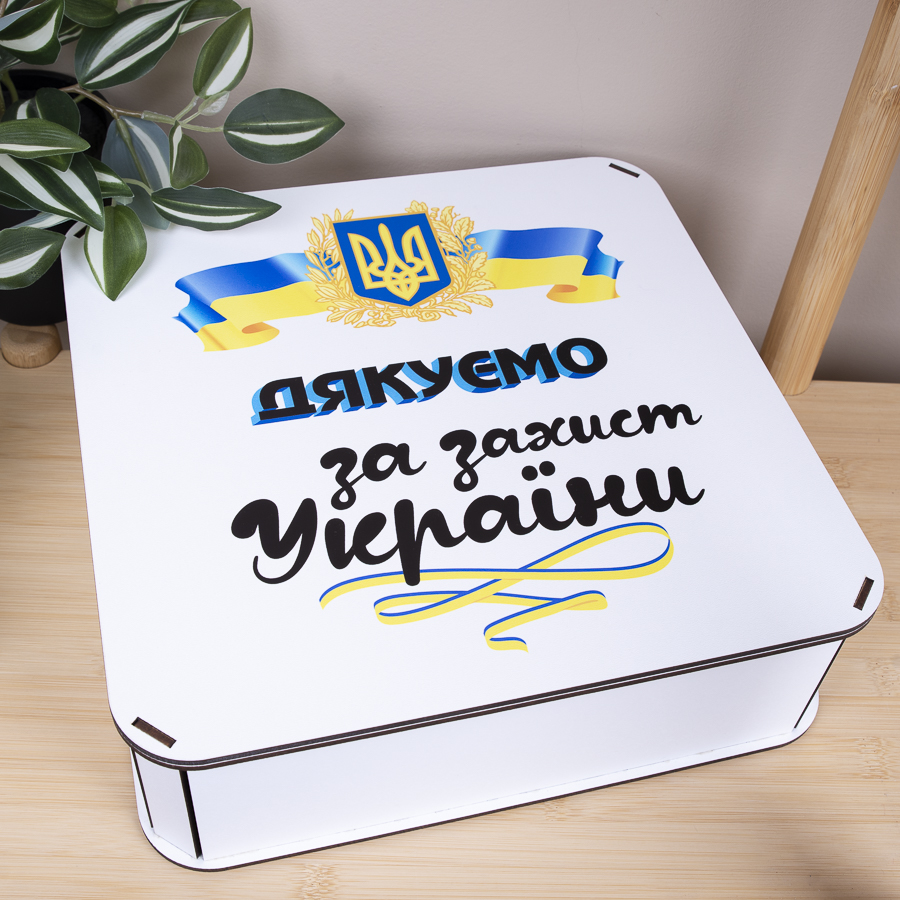 Коробка квадратная 27 см спасибо за защиту