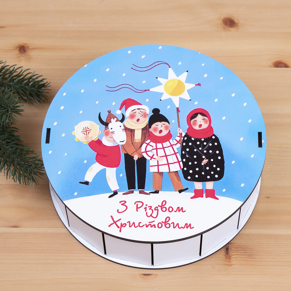 Коробка круглая 19,5см  "коляда"