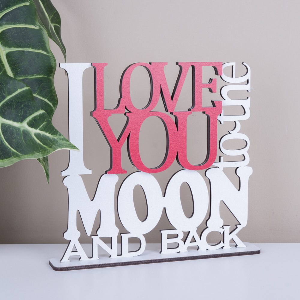 статуэтка "to the moon and back" с красным глиттером
