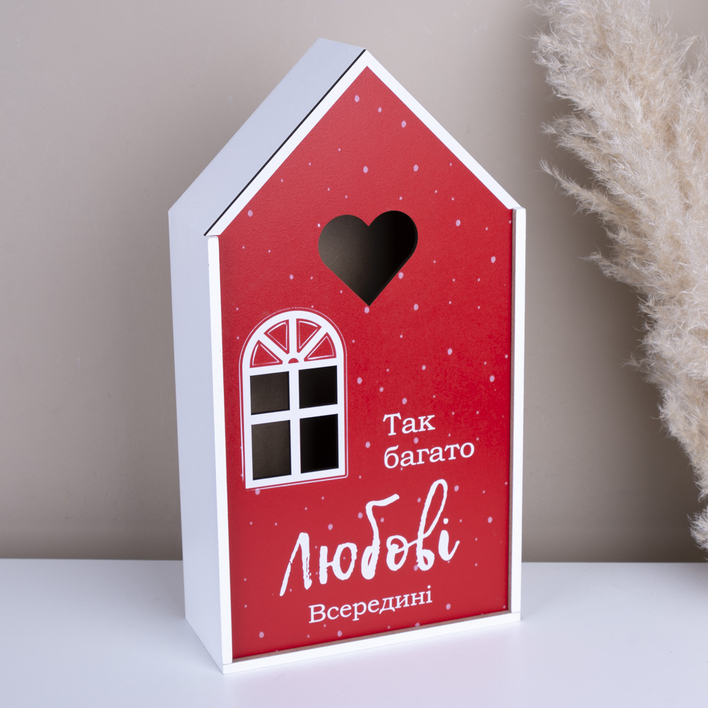 Коробка-дом красный "любовь"