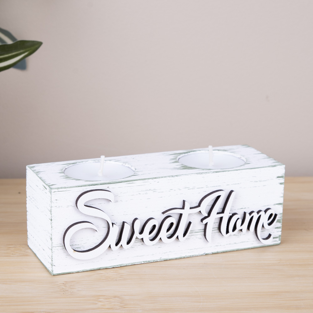 Подсвечник  деревянный коричневый "Sweet Home"