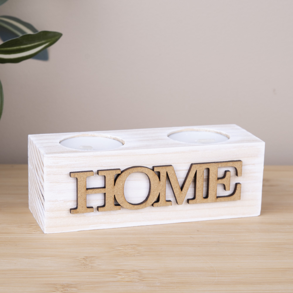 Подсвечник  деревянный  натур "HOME"