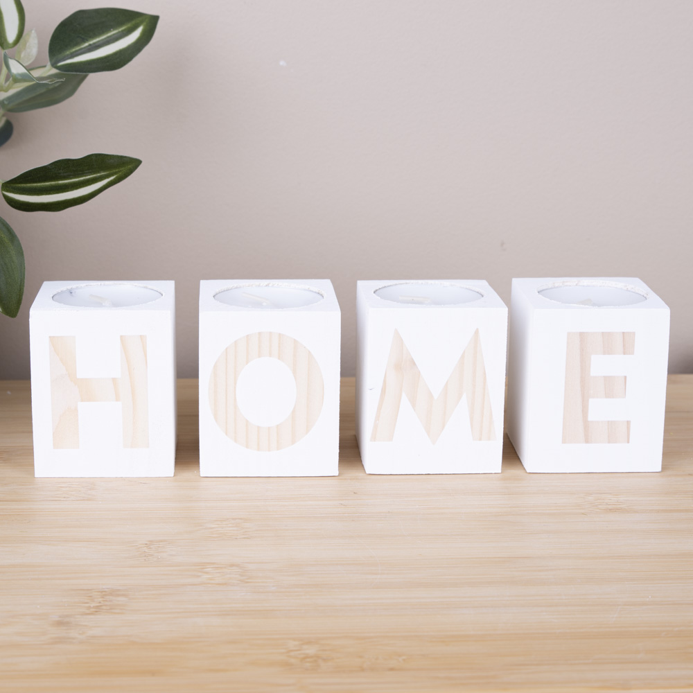 Подсвечник деревянный (набор 4 шт) home