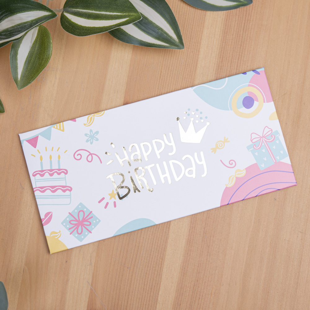 конверт с тиснением "Happy Birthday"
