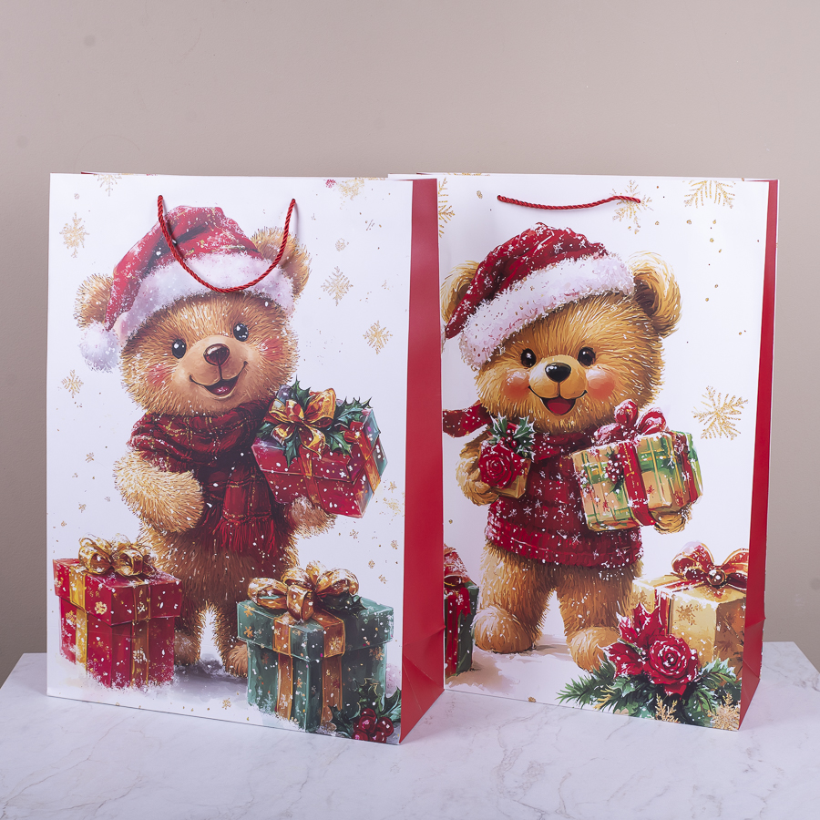 пакет подарунковий XL 40*55*15 різдвяний ведмедик