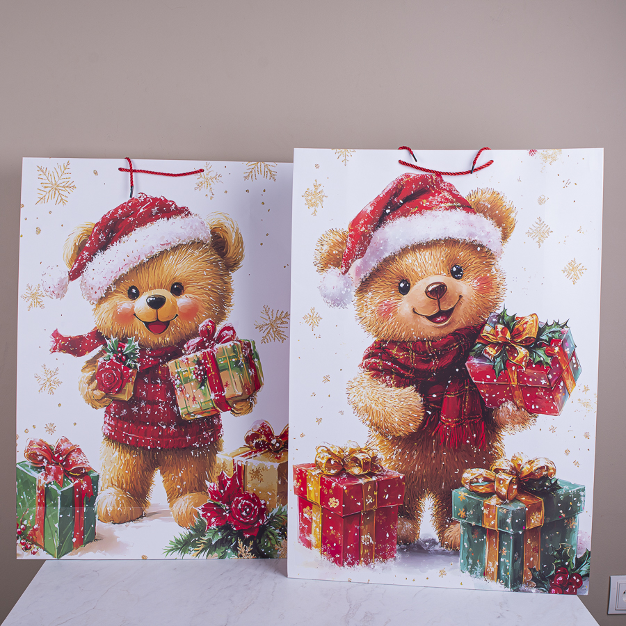 пакет подарунковий XXL 50*18*72 різдвяний ведмедик