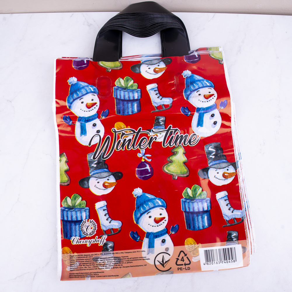 пакеты 30 * 25 (100шт) снеговики winter time