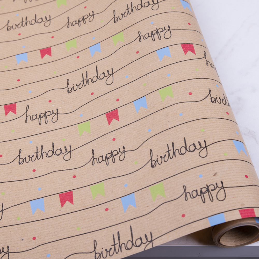 папір 70см * 5м. HAPPY BIRTHDAY на крафті