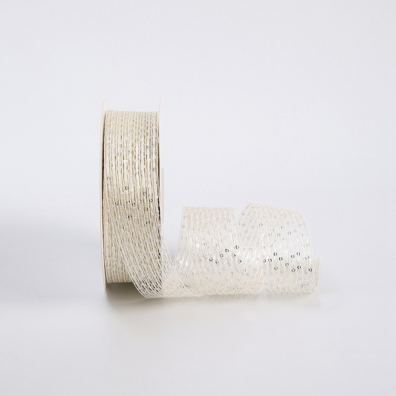 Лента "блеск" 3 см * 15 ярдов кремовая