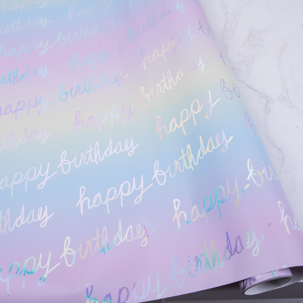 бумага подарочная 1,5м*70 см HAPPY BIRTHDAY нежная