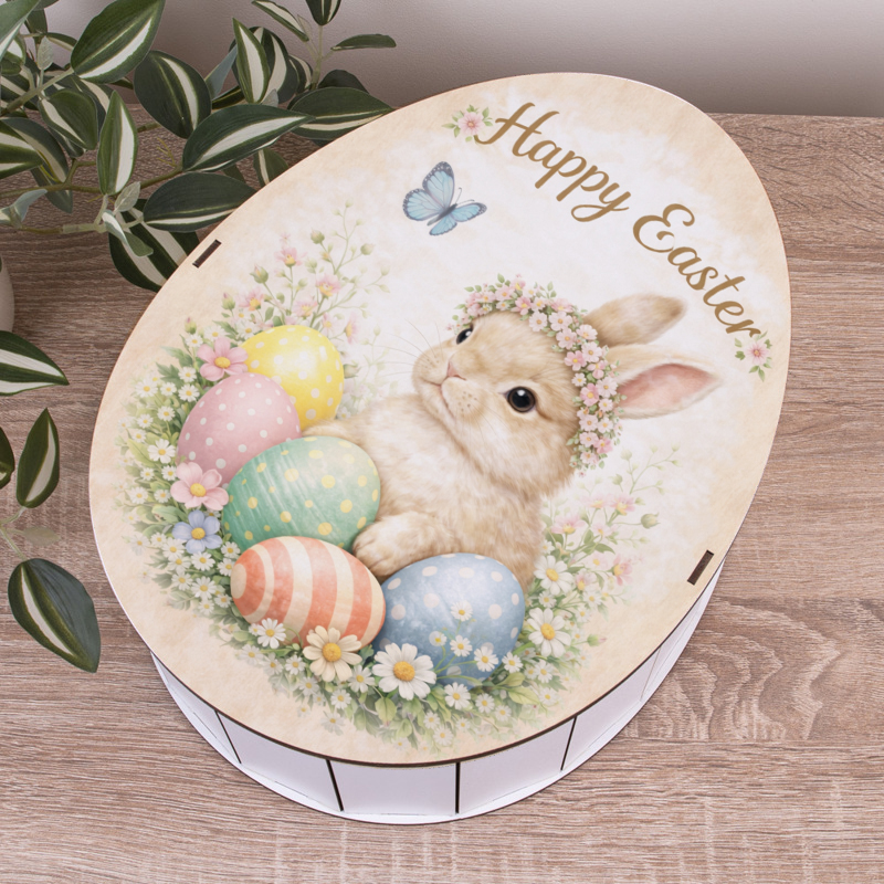 Коробка 33 см деревянная киндер "Happy Easter"