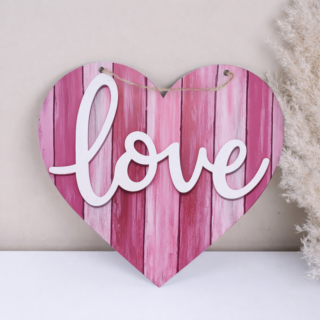 подвеска сердце 31см розовое Love под доску