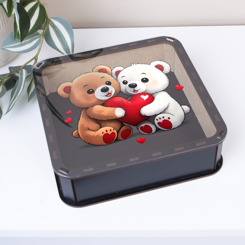 коробка квадратна 19,5см "Влюбленные медвежата"