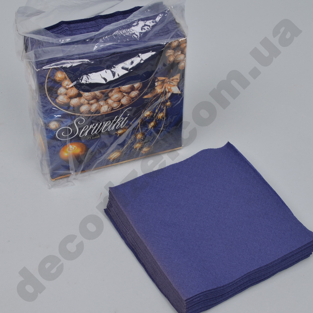 салфетки 33*33см в коробке однослойные (75шт) синие