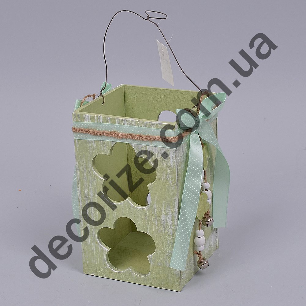 Подсвечник с ленточками  зеленый